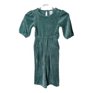 Hanna Andersson Velour Wide Leg Jumpsuit Juniper Green Size 4 (100cm)